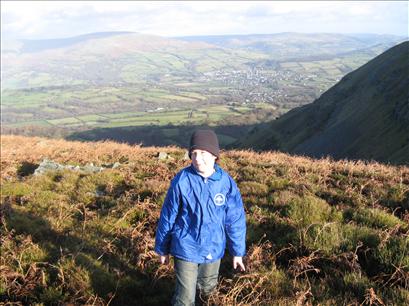 Will near the swallet overlooking the Black Mountains