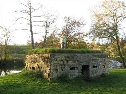 One of three pill boxes at Tellisford Wier