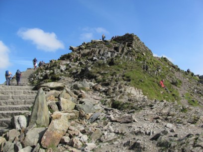 The last few feet to the summit of Snowdon